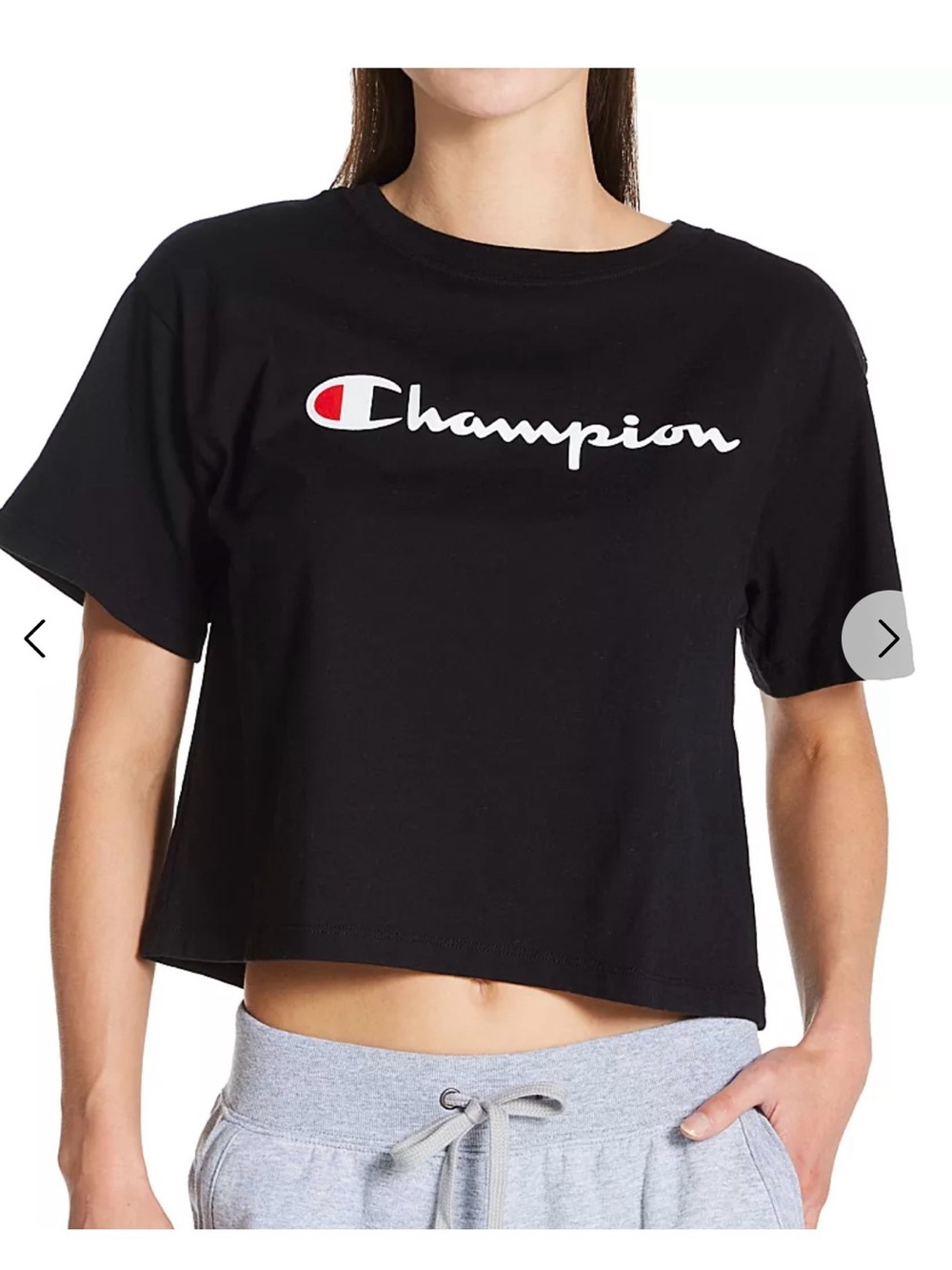 Champion Women’s Black Short Sleeve Logo Crop Tee